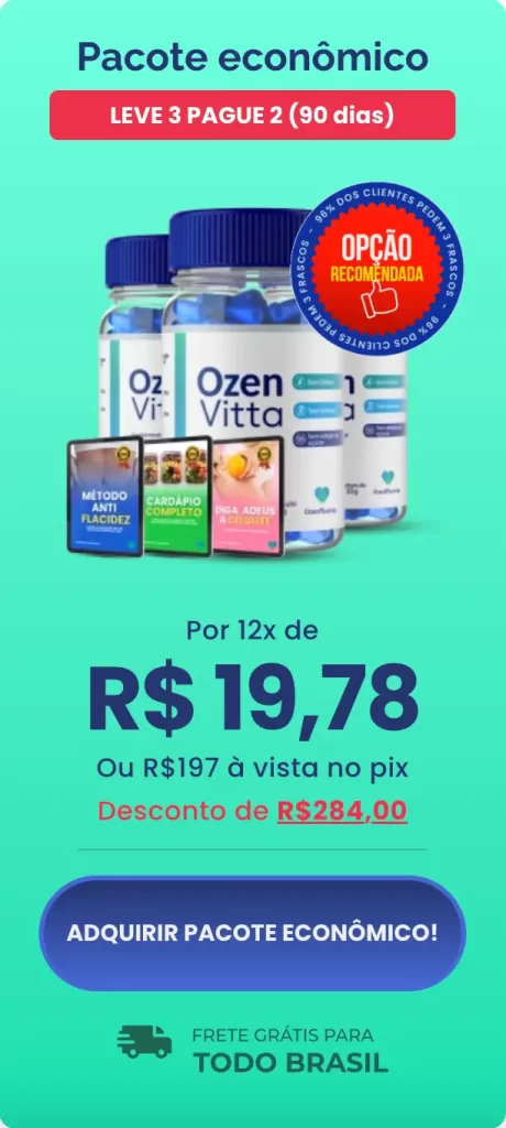 Pacote Econômico OzenVitta – Suplemento Para 90 Dias, Site Oficial Com Desconto, Frete Grátis e Garantia de 30 Dias