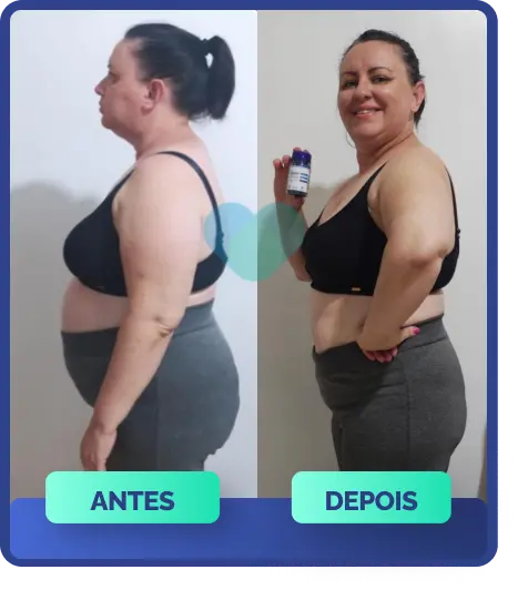 Imagem de antes e depois com OzenVitta - resultados de emagrecimento saudável com suplemento natural